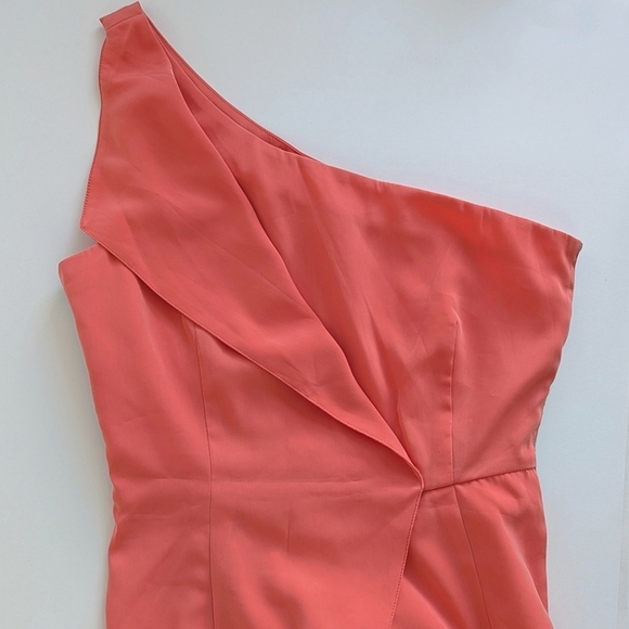 Sachin+Babi One-Shoulder Lapel Sleeveless Mini Dress Coral Gray Stripe - sz 0 - Picture 3 of 12